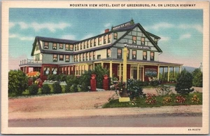 1936 GREENSBURG, Pennsylvania Postkarte MOUNTAIN VIEW HOTEL Curteich Leinen unbenutzt - Bild 1 von 2
