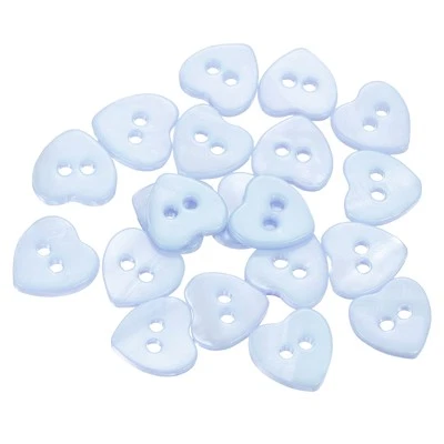 20Pcs 2 Hole 11.5mm Heart Shape Natural Shell Button for Shirt Coats, Blue - Image 1 of 4