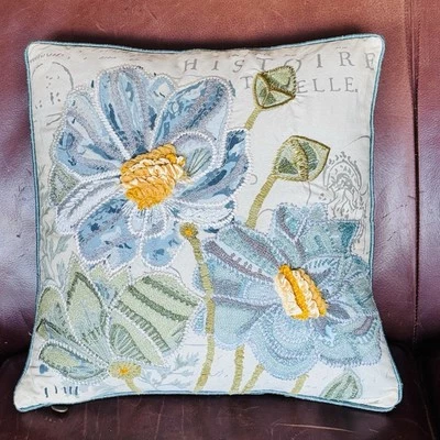 Pier 1 Embroidered Floral Pillow - Image 1 of 4