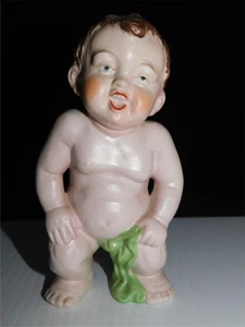 GERMAN BISQUE STANDING PIANO BABY WITH TOWEL - Picture 1 of 5