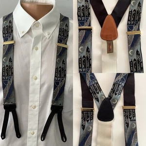 Silk Trafalgar Suspenders Braces Silk Limited Edition City Night Skyline - Picture 1 of 7