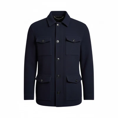 Canali Mens Outdoor Jacket Double Face Wool Cashmere Blue Made In Italy BNWOT - Image 1 of 4