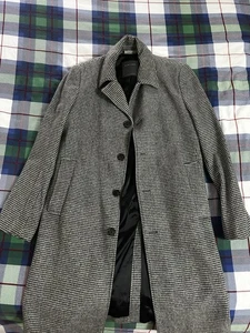 Zara Herringbone Textured Weave Wool Coat Men Size L - Anthracite Gray - Picture 1 of 3