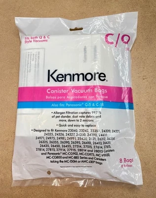 PACK DE 8 BOLSAS DE VACÍO KENMORE Q/C PANASONIC C-5 C-18 #50104 Foto 1 de 4