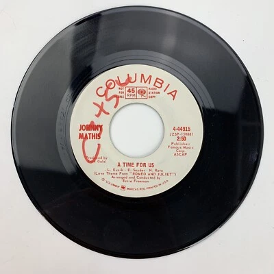 Johnny Mathis Time For Us Promo Record 45 RPM Vinyl - Image 1 of 2