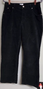 Chicos Woman's Pants XL Black 30x28 Cotton Stretch Office Career Courduroy - Picture 1 of 10