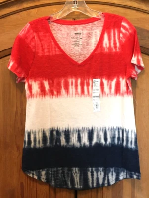Women's Sonoma Goods For Life Patriotic V-Neck Tee Red White Blue XS NEW w/tags - Image 1 of 4