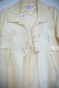Bonnie Jean Girls Dress Size 12 Ivory Floral Satin Flower Girl/Easter Dress - Picture 1 of 6