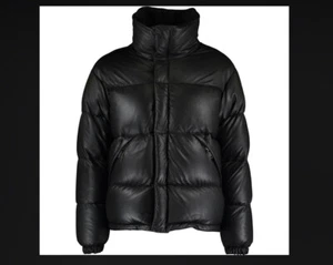 The Kooples Mens Black Lambskin Leather Puffer Jacket 38UK / 48IT MEDIUM M NEW - Picture 1 of 4