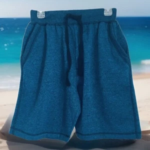 Mens Soft Fleece Shorts Blue Pockets Tie Waist Inseam 9" Size S Polyester - Picture 1 of 4