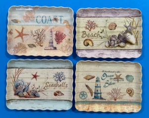 MOMENTUM BRANDS Coastal Melamine Snack Trays 7 1/4" x 5 1/2" Beach Seashell - Picture 1 of 8