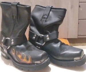 Xelement Mens Motorcycle Boots With Flame Decal - Picture 1 of 6