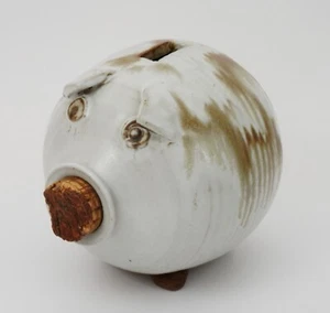 "Alcancía de cerámica vintage de gres de 6"" con nariz de corcho" - Imagen 1 de 8