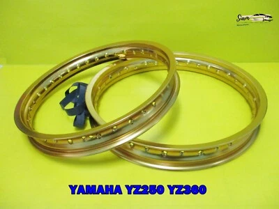 YAMAHA  YZ250 YZ360  F & R ALUMINIUM GOLD WHEEL RIM SET  **si1464** Foto 1 de 4