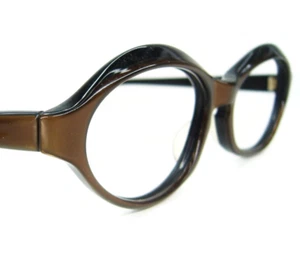 Vintage 60s France Satin Brown Oval Cat Eye Eyeglasses or Sunglasses NOS - Picture 1 of 5