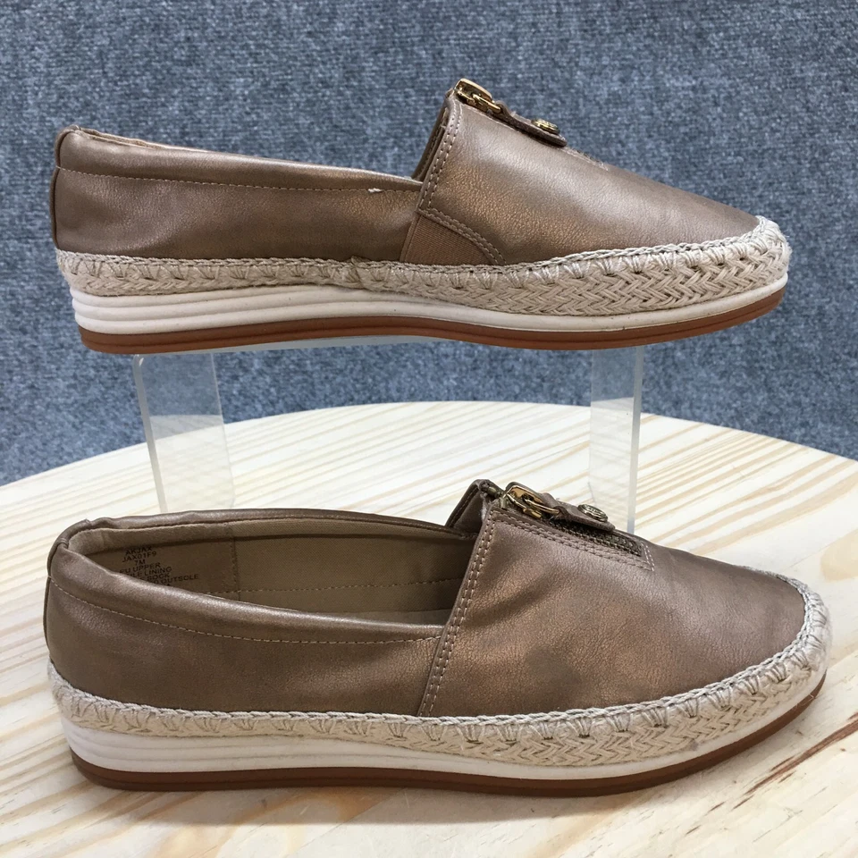 Zapatos Anne Klein para mujer 7 M Jax alpargata marrón cómodo punta redonda parte superior baja cremallera Foto 1 de 4