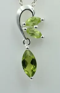 Classy 1,3 Carat Peridot Design Pendant 925 Silver Necklace Olivine - Picture 1 of 8