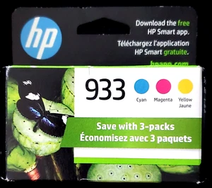 Genuine HP N9H56FN (933) 3-Pack C/M/Y Ink Cartridge - NEW - EXP: 03/2024 - Picture 1 of 2