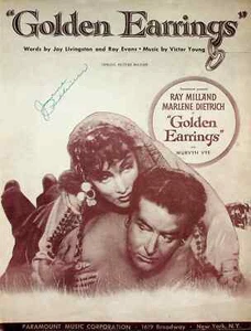 PENDIENTES DORADOS Partituras Vintage Jay Livingston Ray Evans Victor Young 1946  - Imagen 1 de 3