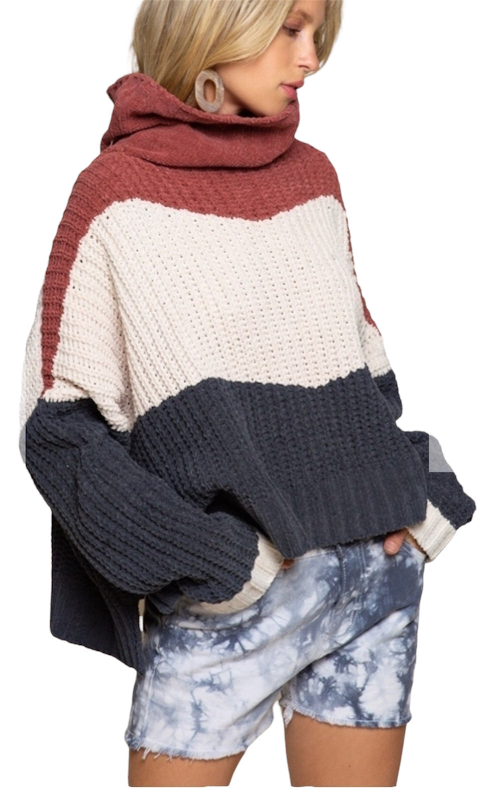 Sweater Cable Knitting Turtleneck 