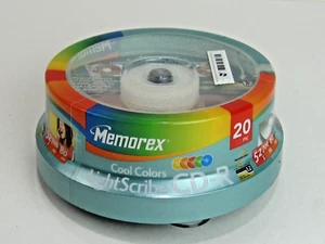 Memorex 20 Pack Light Scribe Cool Colors Blank CD-R 52X 700MB 80min NEW & SEALED - Picture 1 of 3