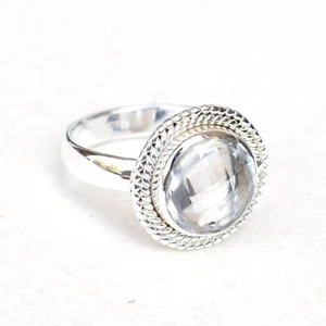 Natural Crytal quartz Ring Clear quartz Ring 925 Sterling Handmade Ring-CR008 - Picture 1 of 2