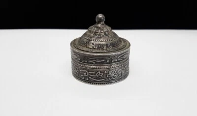  800 Серебряный старинный таблетки коробка безделушка табакерка  - Изображение 1 из 4