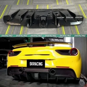Kits de carrocería de alerón labial difusor parachoques trasero de fibra de carbono real para Ferrari 488 GTB - Imagen 1 de 15