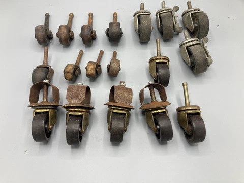 Lot of 18 Antique Furniture Wheels And Casters Cover