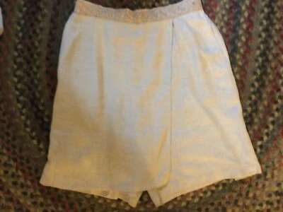 Mujer Vintage B.X.B. Culottes de lino rayón de peso medio avena hechos en EE. UU. TALLA 8 Foto 1 de 4