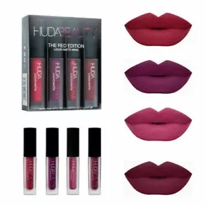 4pc Lip Gloss HUDA Set Four Colours Matte Waterproof Non-stick Non-fading - Picture 1 of 4