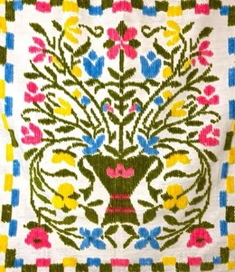 Vintage Vibrant Crewel Embroidery Bed Spread Coverlet Queen King Folk Art Boho - Picture 1 of 8