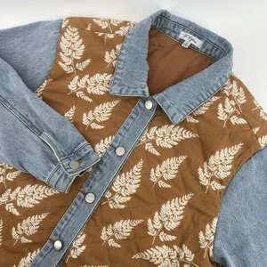 Polagram Diamond Quilted Denim Jacket Medium Fall Autumn Boho Cottage Core Vibe - Picture 1 of 8