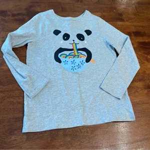 Tea Collection gray panda noodles rainbow long sleeve shirt size 12 100% cotton - Picture 1 of 4