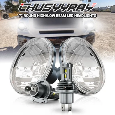 Par de faros LED redondos de 7" para camión Freightliner FL112 1996-2003 haz alto/LO Foto 1 de 4