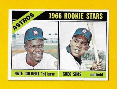70127 1966 Topps #596 Rookies Nate Colbert Greg Sims  EX-MT+/NM - Image 1 of 3