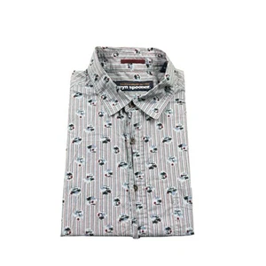 Reyn Spooner Blue Red Stripe Sunset Hawaiian AOP Cotton Shirt Size Medium - Picture 1 of 5