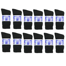 New Diabetic Crew Socks Circulatory Health Cotton Loose Fit Top 12 Pairs 
