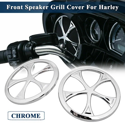 Cubierta de parrilla de altavoz frontal cromada para Harley Electra Tri Glide Ultra Limited baja Foto 1 de 4