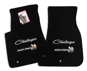 Dodge Challenger Scat Pack Floor Mats Black 2PC 2Logos Nice Premium 32oz InStock - Foto 1 di 4