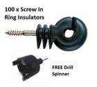 RING INSULATORS x 100 - Electric Fencing Fence Screw In For Wooden Posts Wire