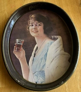 Vintage 1973 Reproduction of 1923 Coca Cola Flapper Girl Oval Metal Serving Tray - Picture 1 of 6