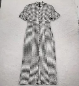Vintage Express Gingham Midi Cottagecore Knopfleiste verstellbare Schnürung Y2K Gr. 5/6 schwarz - Bild 1 von 16