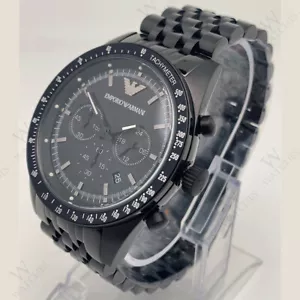 Emporio Armani AR5989 Tazio Black Dial Stainless Steel Chronograph Men's Watch - Picture 1 of 6