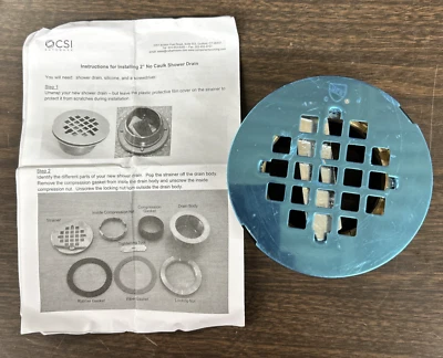 CSI Bathware 2" Stainless Steel Bathroom Floor No-Caulk Shower Stall Drain - Image 1 of 3