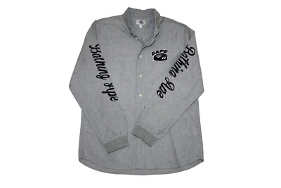 BAPE A Bathing Ape Cut & Collage Button Down Grey Oxford Shirt - Image 1 of 4