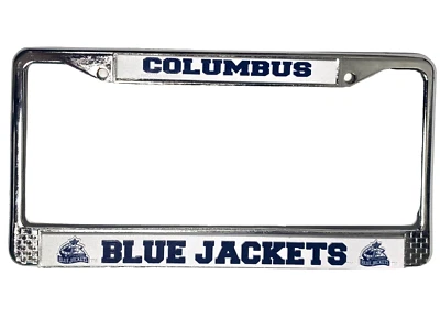 哥伦布蓝色夹克 NHL 铬制汽车卡车许可证牌框免运费 — 第 1/2 张图片