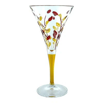 Murano Wine Glass Red Yellow Stem Hand Painted Venice - Image 1 of 2