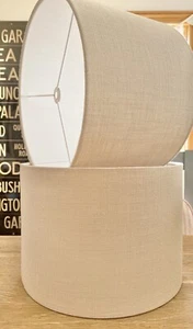 MADE TO ORDER LAMPSHADE HARP US WASHER FITTING FINIAL JOHN LEWIS LINEN LOOK - Picture 1 of 10