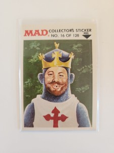 1983 Fleer Mad Stickers Trouble Sticker Alfred E Newman as King Arthur #16